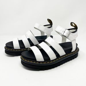 Dr. Martens Blaire Hydro Leather Strap Sandals White US 8
